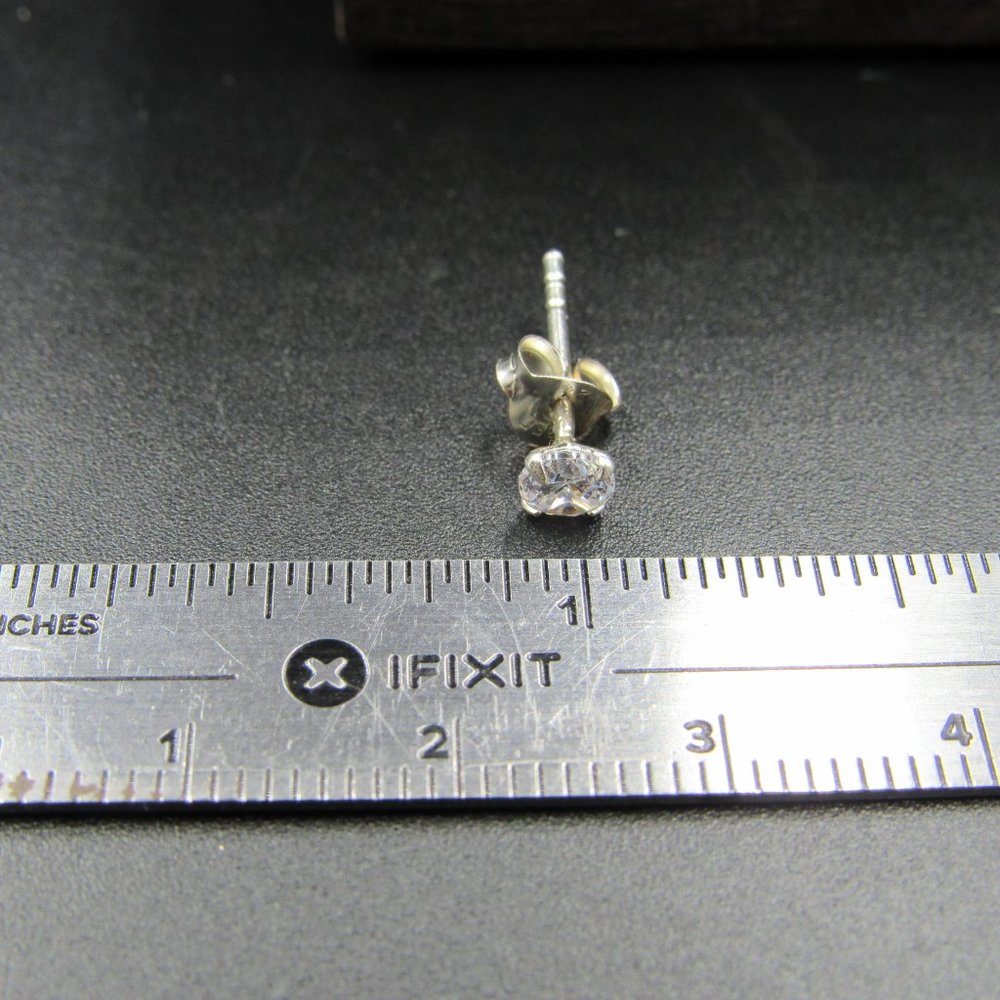 Sterling Silver Tiny Bright Cz Stud Earrings - image 6